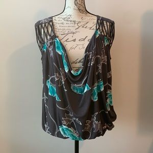 Free People Floral Drape Top
